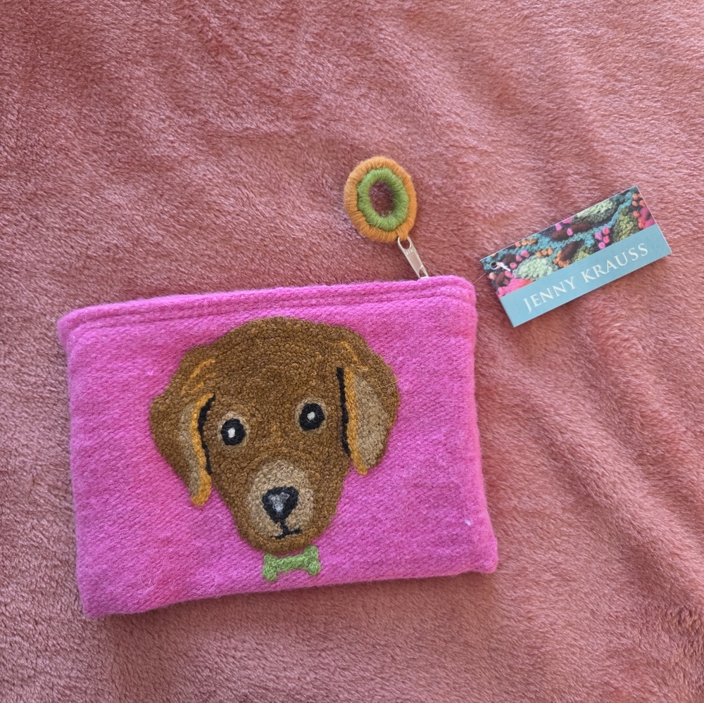 Jenny Krauss Wool Dog Embroidered Pouch